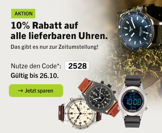 Linkgrafik zu Sortiment Uhren 10 Prozent Rabatt