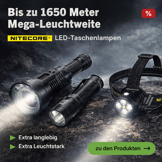 Linkgrafik zum Sortiment Nitecore Taschenlampen