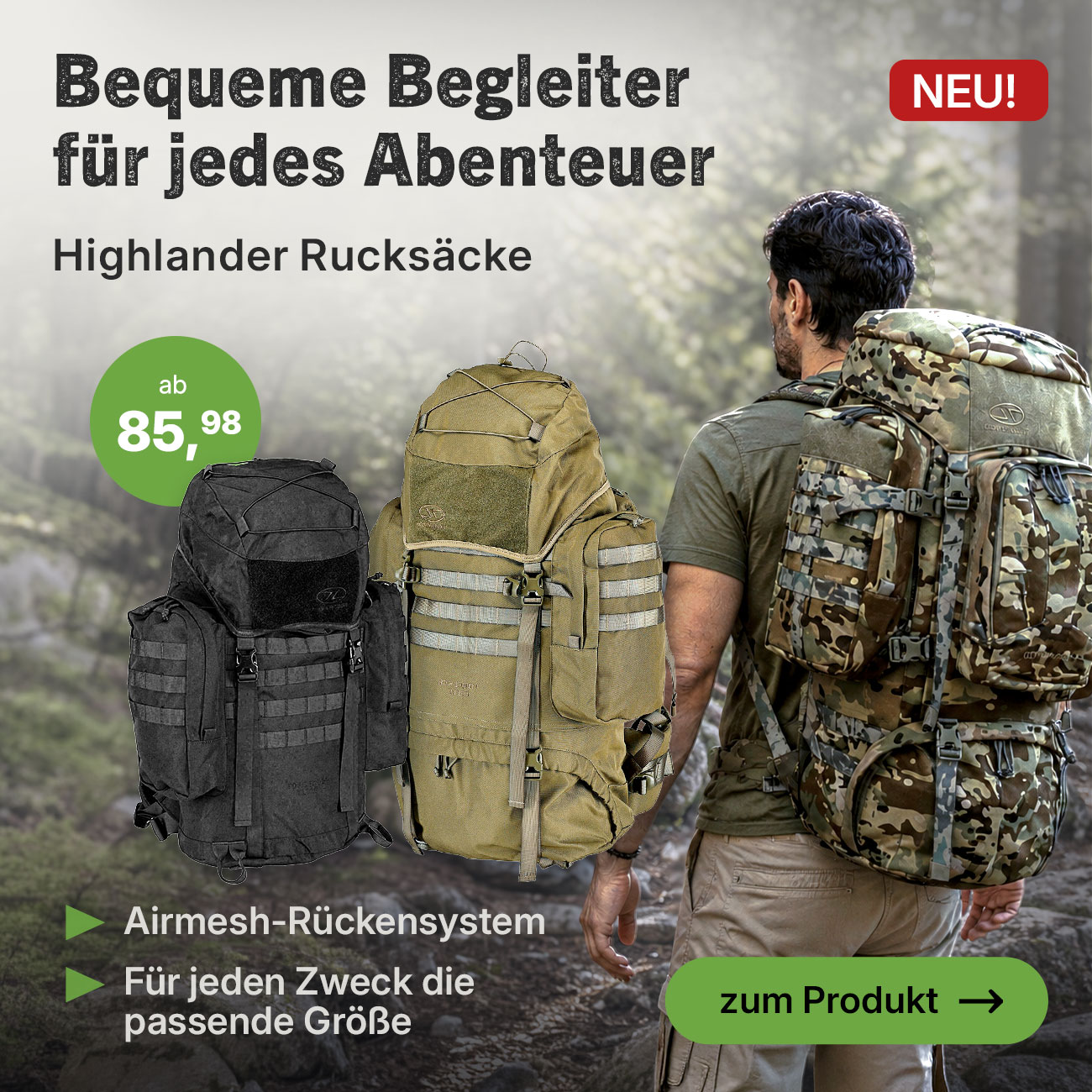 Highlander Rucksaecke f�r Abenteurer und Alltag