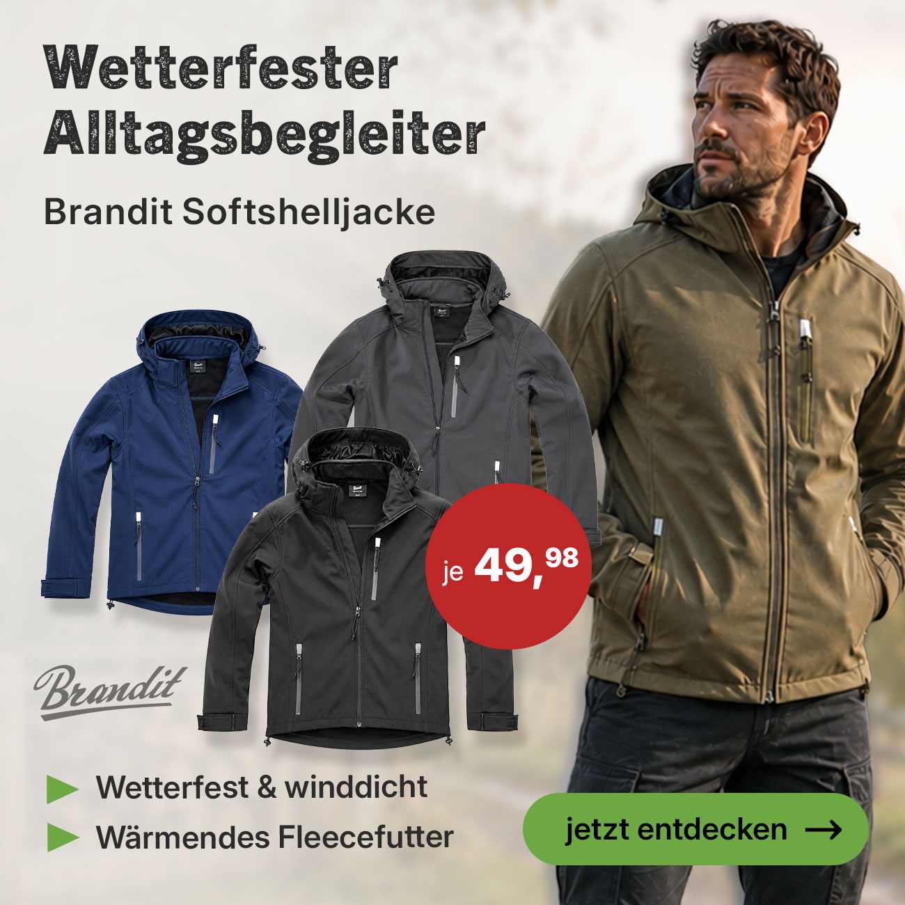 Brandit Softshelljacke f&uuml;r Freizeit, Outdoor und Alltag
