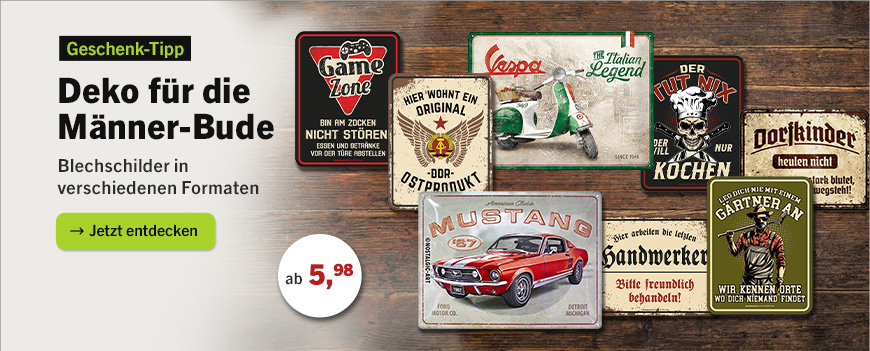 Linkgrafik zum Sortiment Blechschilder