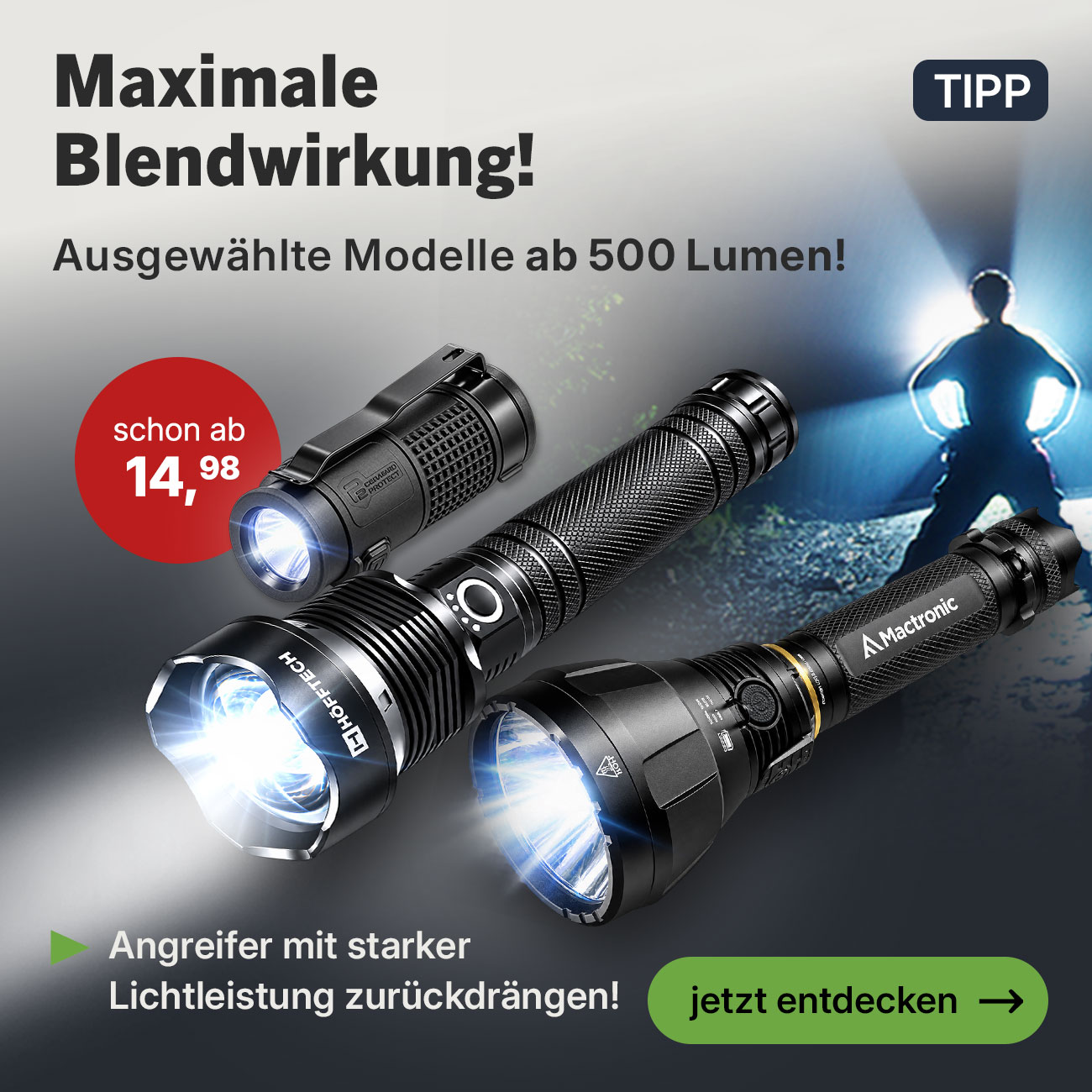Starke, helle LED-Taschenlampen mit �ber 500 Lumen Leuchtkraft