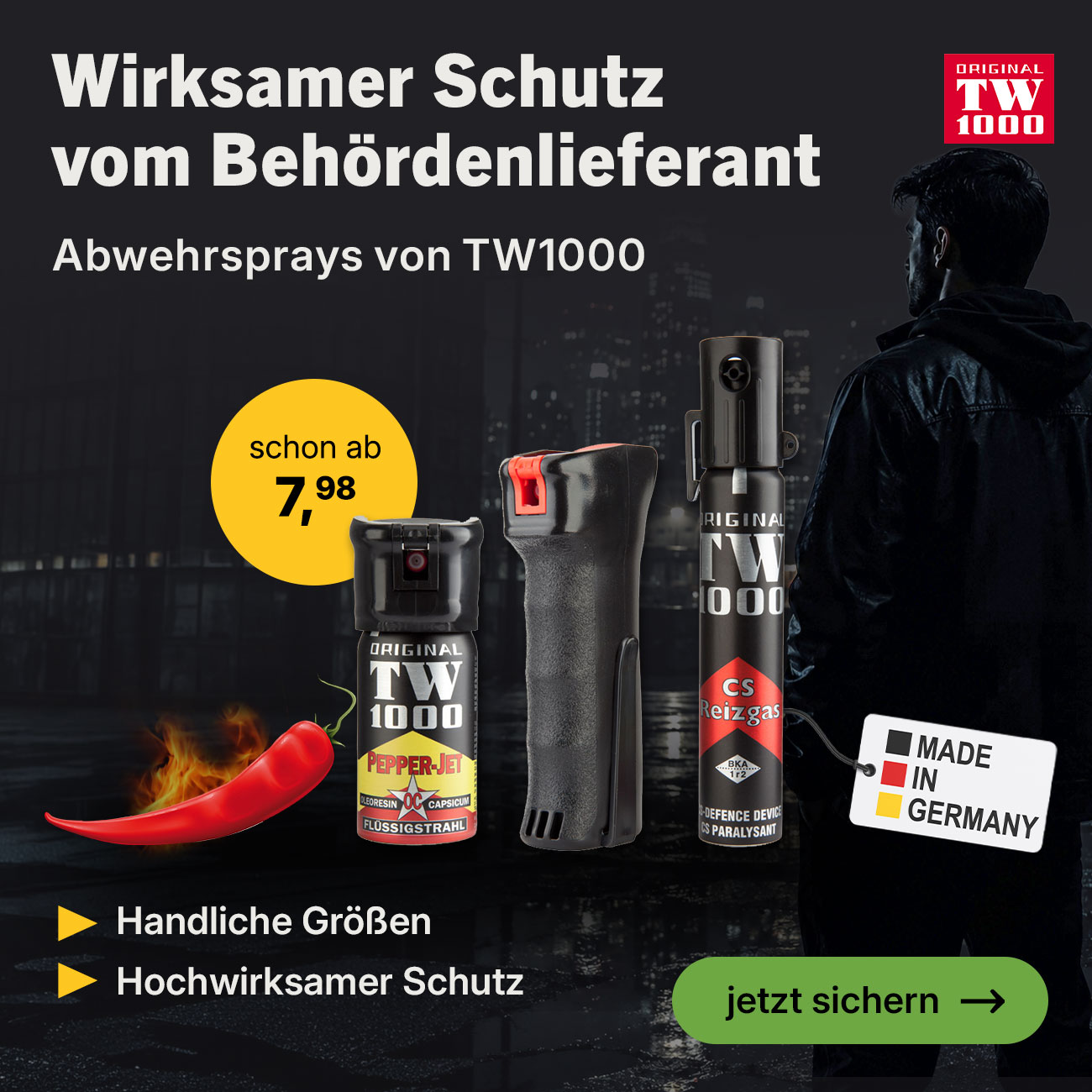 TW1000 Abwehrspray zur Tierabwehr und Selbstverteidigung