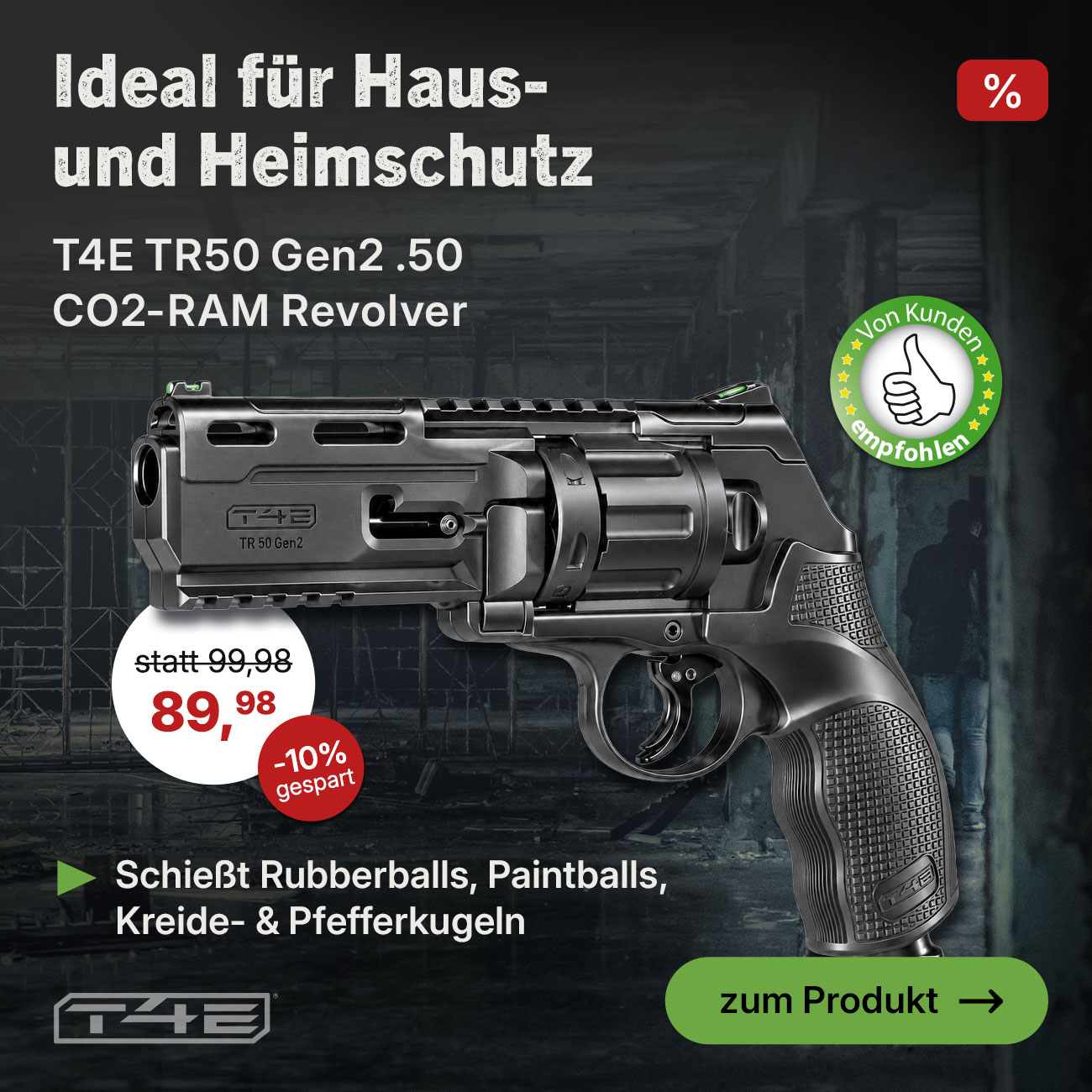 T4E TR50 Gen2 .50 CO2-RAM Revolver Kal. 50