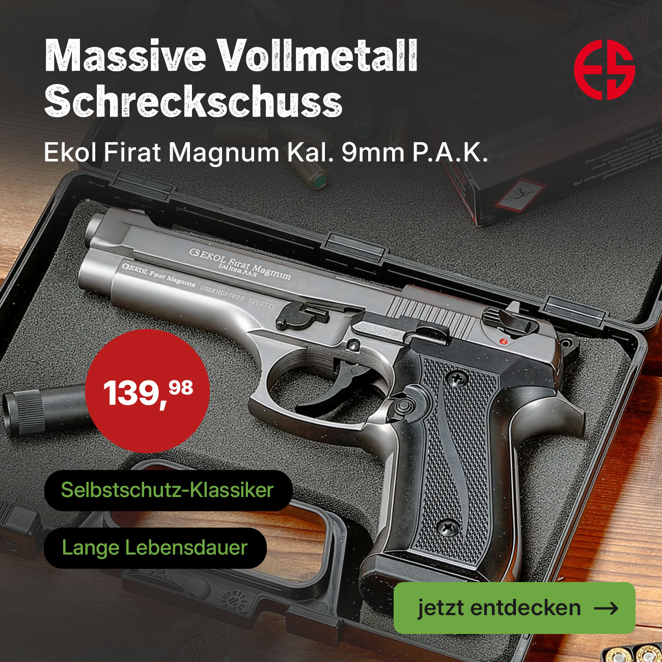Ekol Firat Magnum Schreckschusspistole Kaliber 9mm P.A.K. in Titan-Finish
