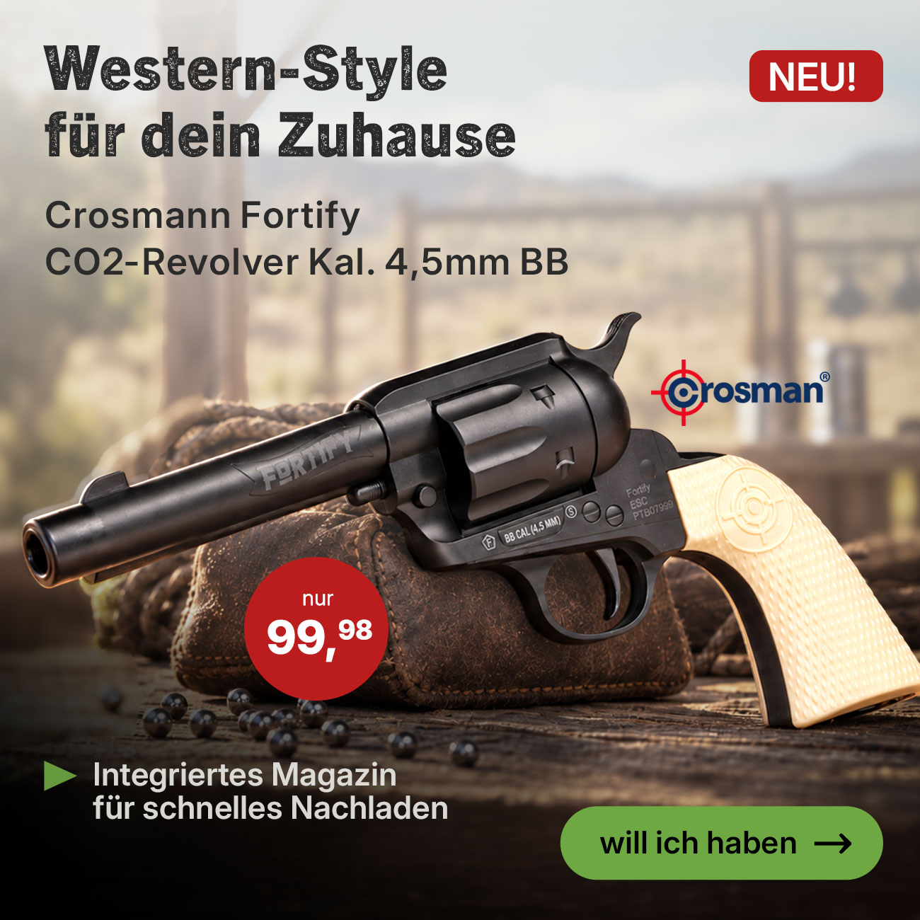 Crosman Fortify CO2 Revolver Kal. 4,5mm BB schwarz