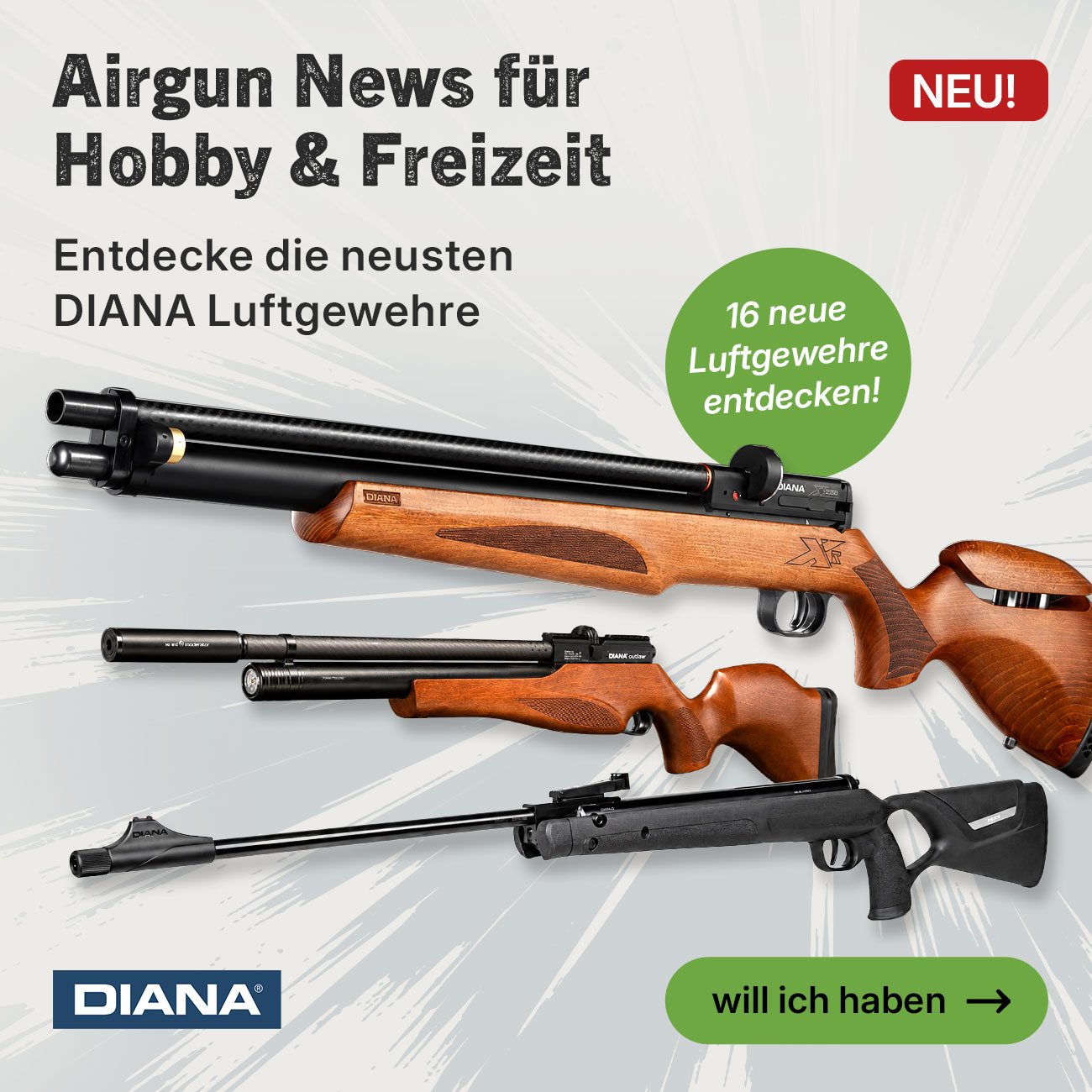 DIANA � Neue Luftgewehre im Shop - von PCP �ber Knicklauf und Bullpup