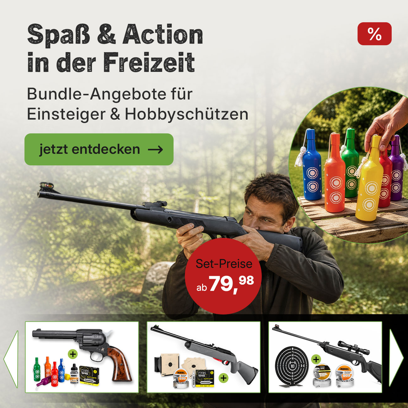 Luftdruck-Sets � Komplettsets mit Luftgewehr, Munition, Kugelfang und Zielscheiben