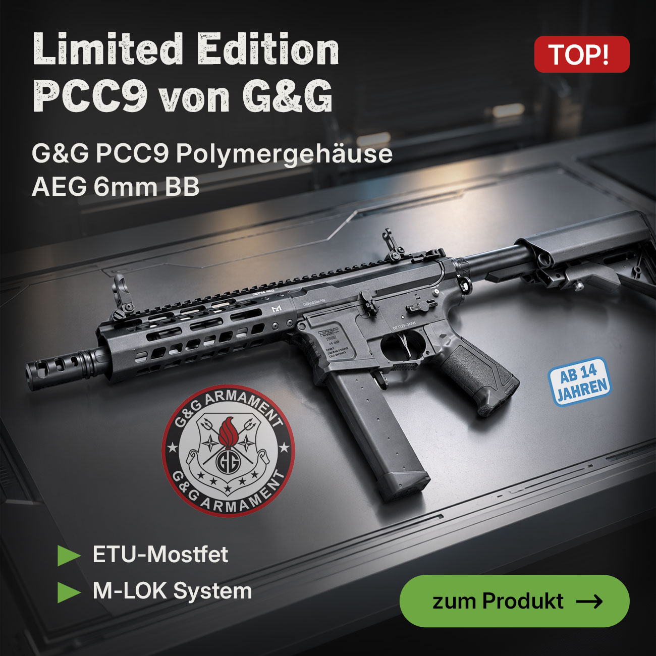 Linkgrafik zu G&G PCC9 AEG 6mm BB Airsoft