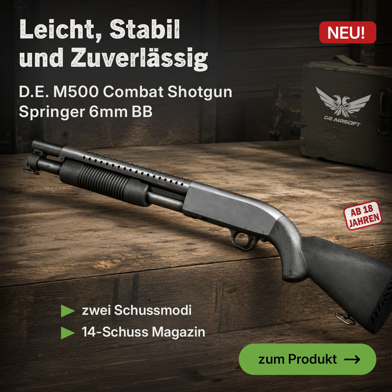 Linkgrafik zu D.E. M500 Combat Shotgun Springer Airsoft 6mm BB