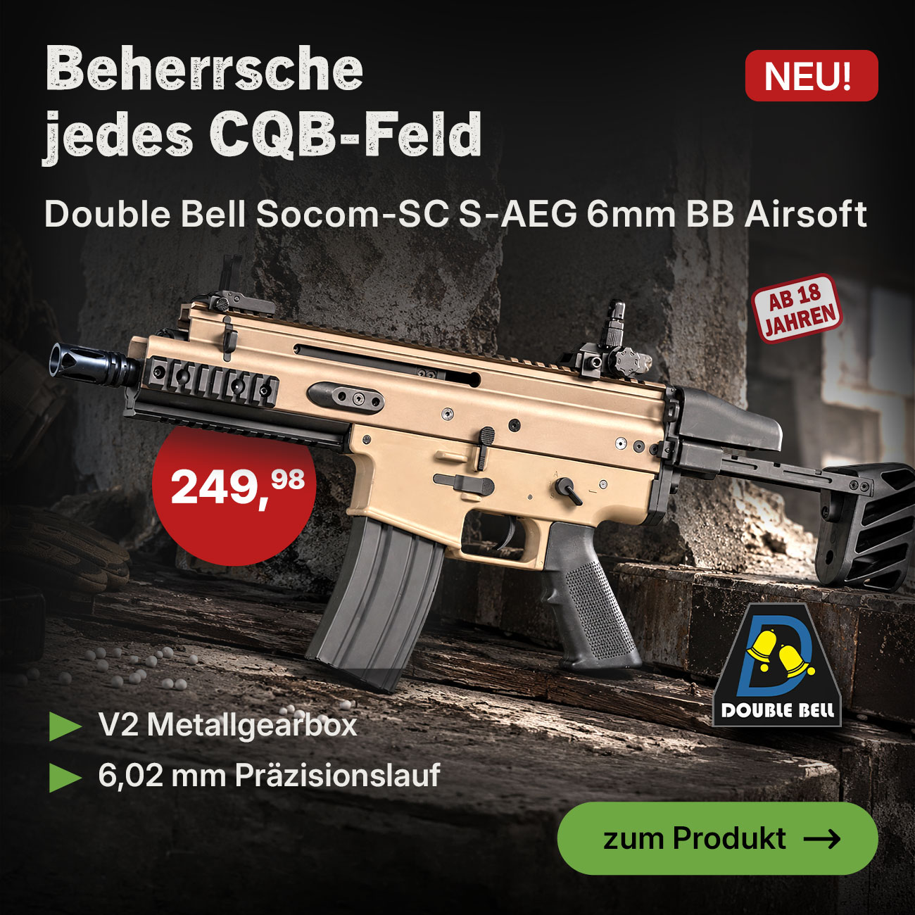 Double Bell Socom-SC Professional Line S-AEG 6 mm BB tan