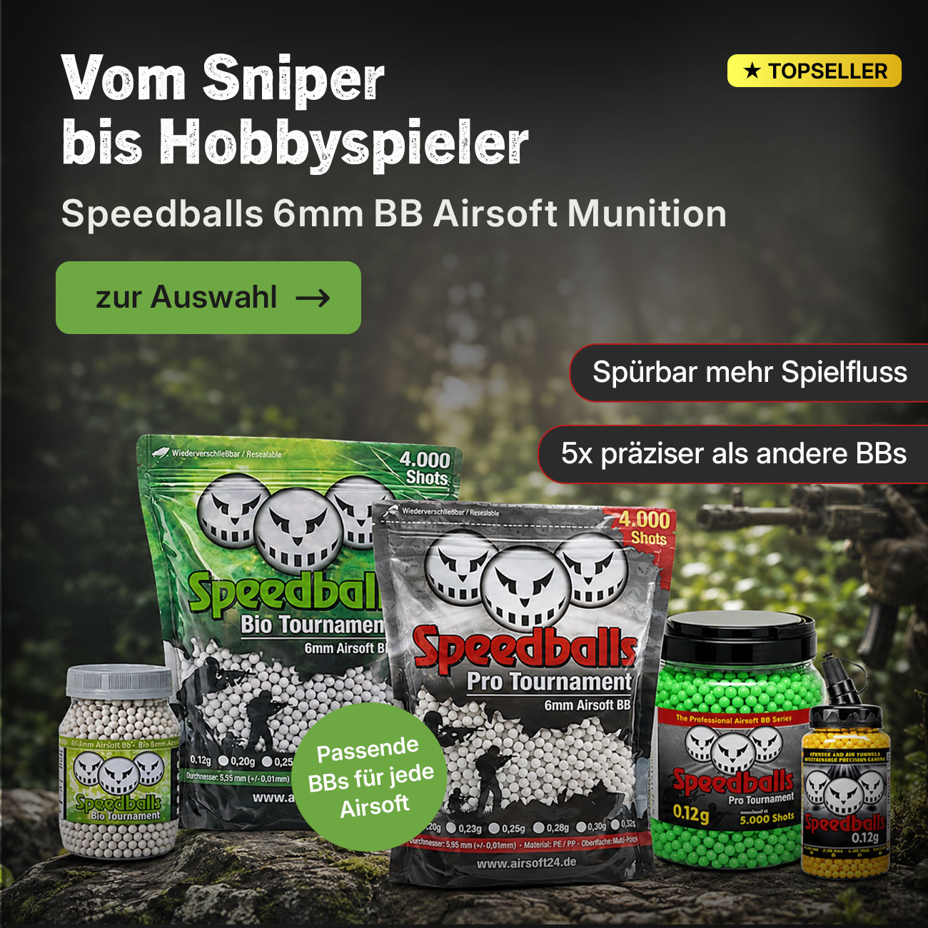 Speedballs � Pr�zisions-BBs Kaliber 6mm f�r Airsoft