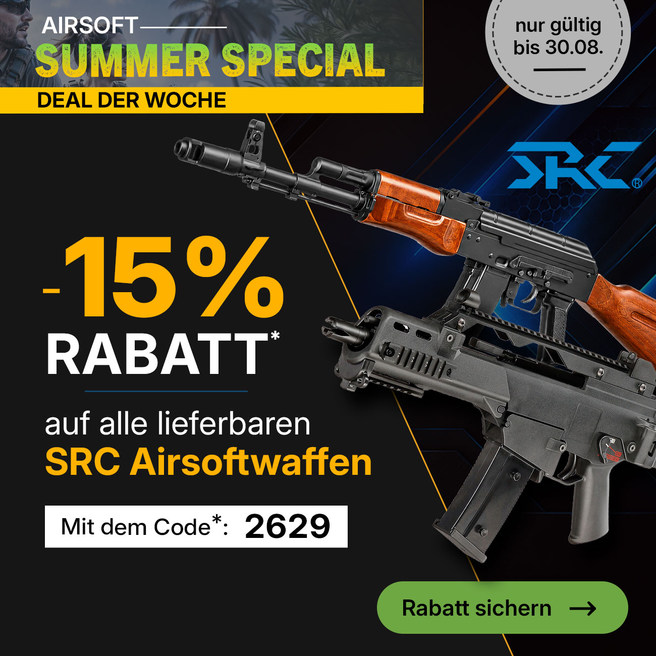 15% Rabatt auf Airsoft Optiken - Zielfernrohre, Red Dots, Green Dots und mehr