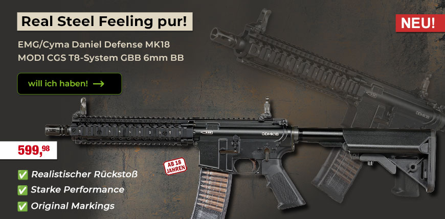 EMG/Cyma Daniel Defense MK18 MOD1 CGS T8-System GBB 6mm BB