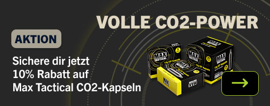 Linkgrafik zur Rabattaktion Max Tactical CO2 Kapseln